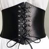 Solid Color Retro Elastic Women Corset Exquisite Fine Craftsmanship Faux Leather Lace-up Buckle Wide Belt Clothes Accessories