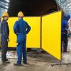 Welding Screen with Frame, 6' x 8' 3 Panel Welding Curtain Screens, Flame-Resistant Vinyl Welding Protection Screen on 12 Swivel Wheels (6 Lockable),