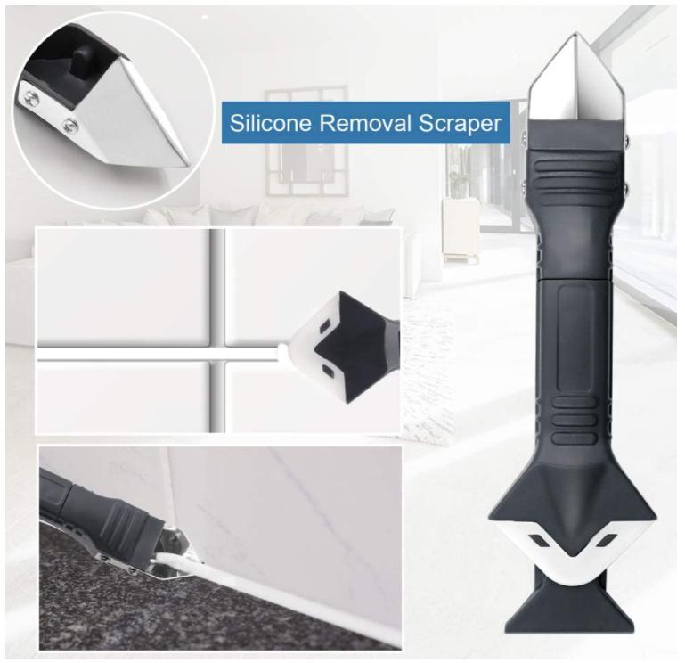 20 Pcs Caulking Tool Kit 6 in 1 Silicone Sealant Finishing Tool Stainless Steel Caulk Nozzle Kit Sealant Scraper Silicone Pad
