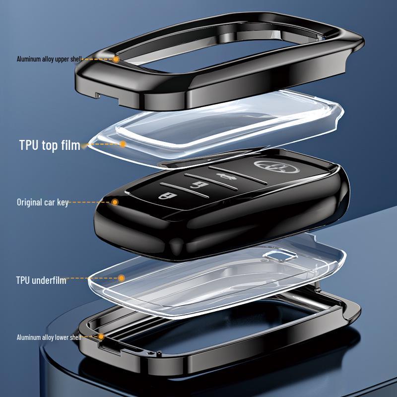 Футляр для ключа Toyota: Подходит для Highlander, RAV4, Crown, CHR, Venza, Prado, Camry - Полный чехол-обертка