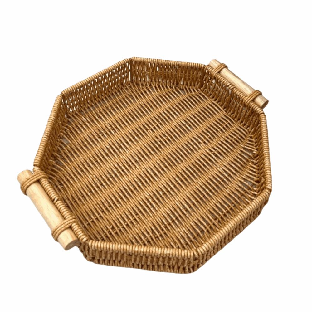 Плетеная корзина из искусственного ротанга с двойной ручкой Компактный контейнер для хранения Корзина для хранения Кухонное хранение