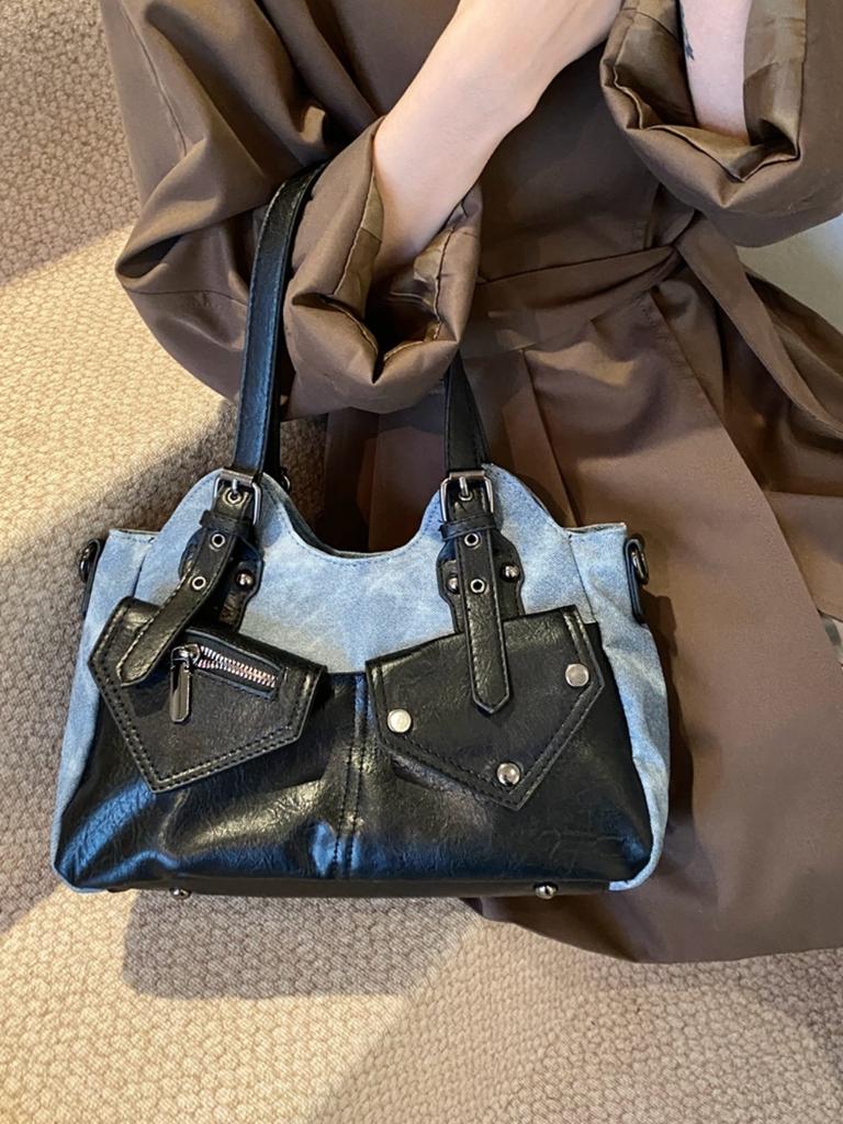 Мотоциклетная сумка через плечо Модная ретро-сумка-тоут Sac Femme Осенние хитовые цвета Сумки для женщин Многофункциональная Bolso Сумки для женщин