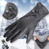 Novel Fashion Women Lady Soft Leather Gloves Winter Warm Mitten Xmas Gift Black