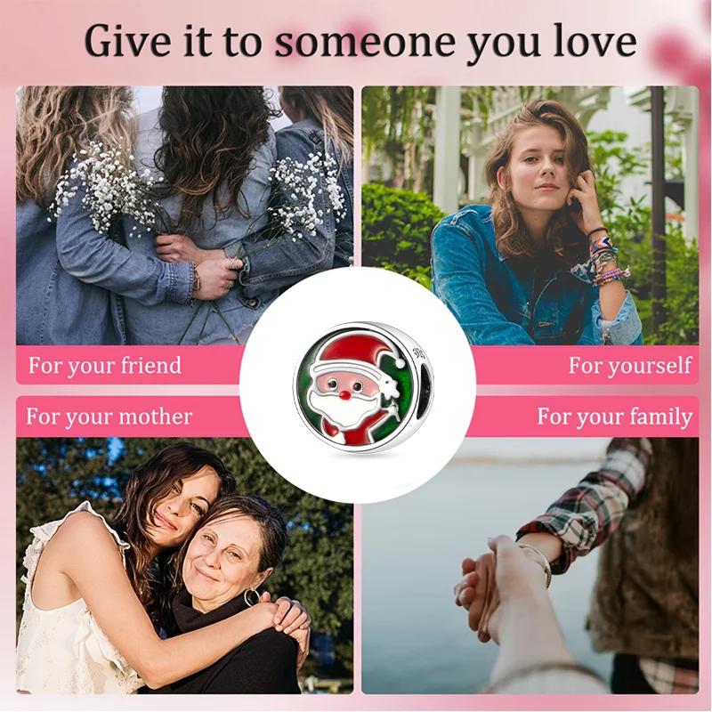 Серия Christmas Медь Санта-Клаус Звезда Сердце Бусина Подходит для Оригинального Браслета DIY Тонкий Шарм Ювелирные Изделия Подарки Для Женщин Аксессуары