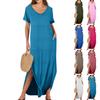 Women Summer Casual Loose Oversized Sundress Short Sleeve T-Shirt Beach Maxi Long Dresses 2024 Trendy Outfits