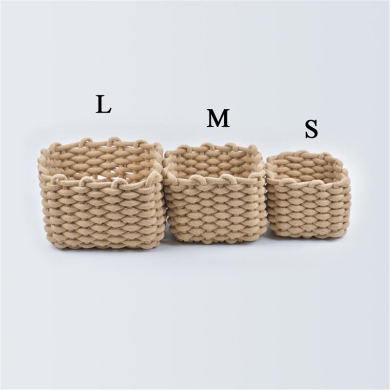 3 размера Nordic Cotton Line, плетеная вручную корзина для хранения, грубая веревка, настольный органайзер, коробка для детских игрушек, закусок, ключей, косметических товаров