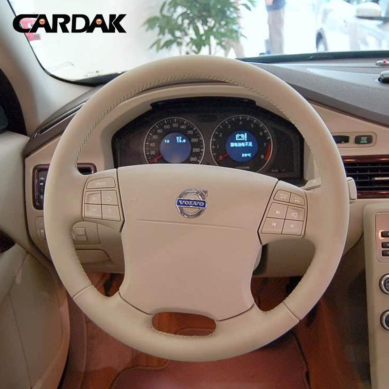 Сделай сам бежевая кожаная накладка на руль автомобиля для Volvo S80 XC70 V70 2006-2010