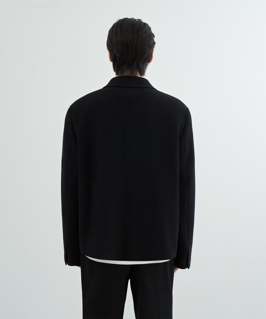 Musinsa Standard Меланжевый oversized короткий блейзер из смесовой шерсти [Черный]