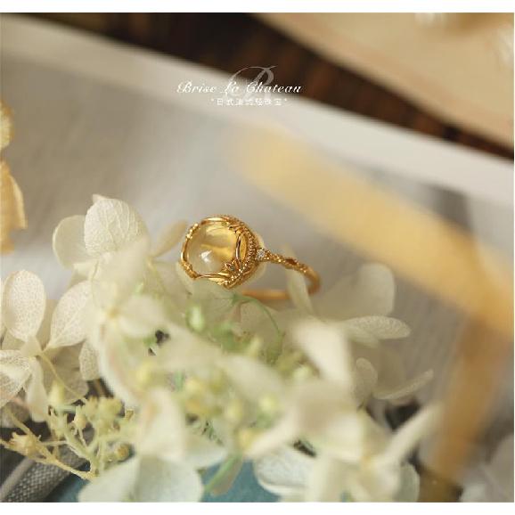 natural citrine cabochon stone ring minimalist lacy pattern versatile daily jewelry for women