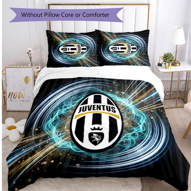 Juventus FC С принтом 3 шт. Комплект постельного белья Мягкий, приятный для кожи, стирающийся Пододеяльник и Наволочки Комплект Для всех сезонов Спальня