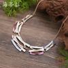 Color Painting Oil Hollow Geometric Lines Alloy Necklace, Women's Exaggerated Geometric Necklace