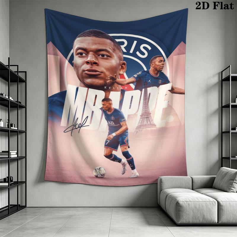 Kylian Mbappé Glory Wall Hanging Printed Fabric Blanket Decorative Tapestries for Bedroom Living Room Home Decor