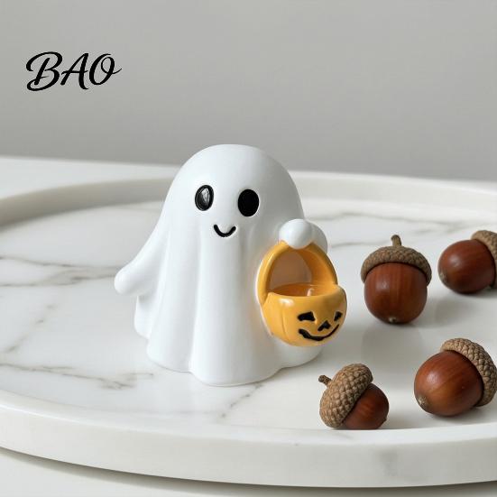 Cute Ghost Ornament Ornaments, Halloween Resin Desktop Hanging Pumpkin Figurine Basket Design, Decor for Party Holiday