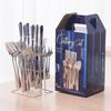 Stainless Steel Cutlery Set: 24-Piece Gift Box with Knife, Fork, Spoon for Western Food and Desserts.