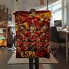 1PC Spain National Football Team Patterned Flannel Blanket Suitable For All Seasons for Home Decor Warmth and Comfort Gifts Holiday Present