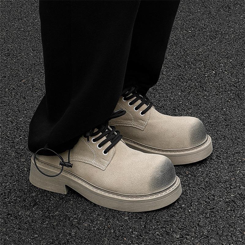 Низкие рабочие туфли, мужские и женские туфли на толстой подошве для повседневной носки, модные туфли Дерби на шнуровке, старые 14706-A