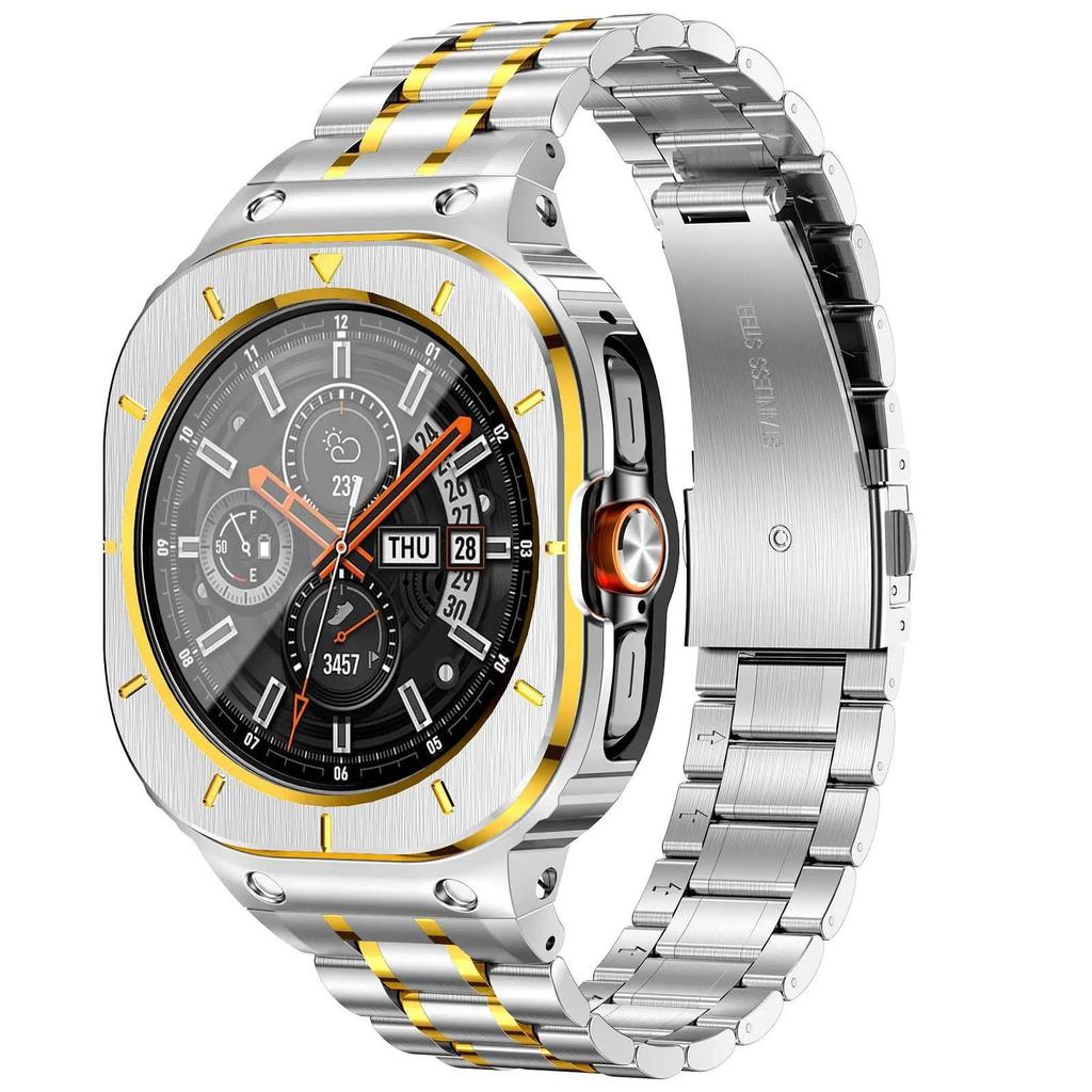 Модификационный комплект из нержавеющей стали для Samsung Galaxy Watch Ultra (2026, 47 мм), Металлический корпус и ремешок, устойчивые к падениям, совместимые с G
