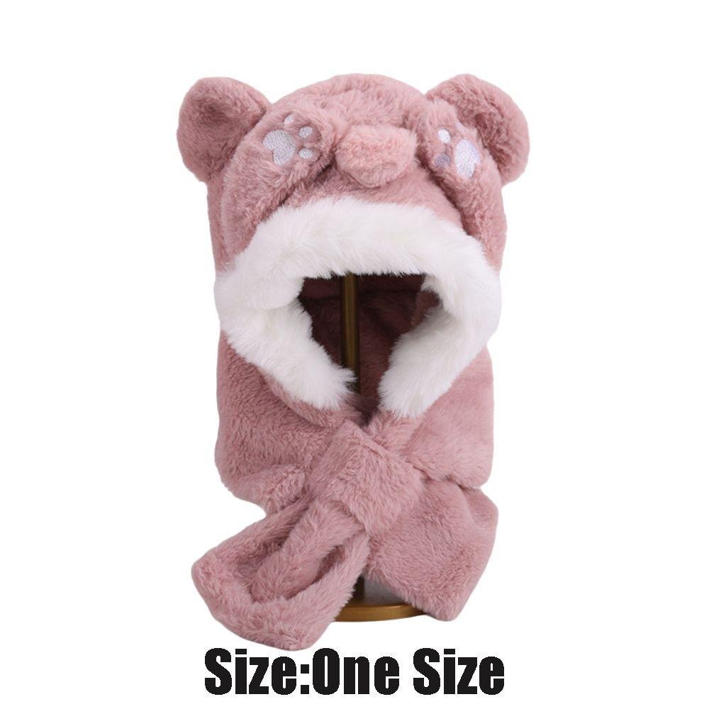 Windproof Children's Hooded Scarf 2-in-1 Hat Scarf Cute Winter Kids Plush Hat for Boys Girls