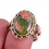 Натуральный драгоценный камень унакит, двухцветное ювелирное кольцо из стерлингового серебра 925 пробы, размер 7,5 V5C48