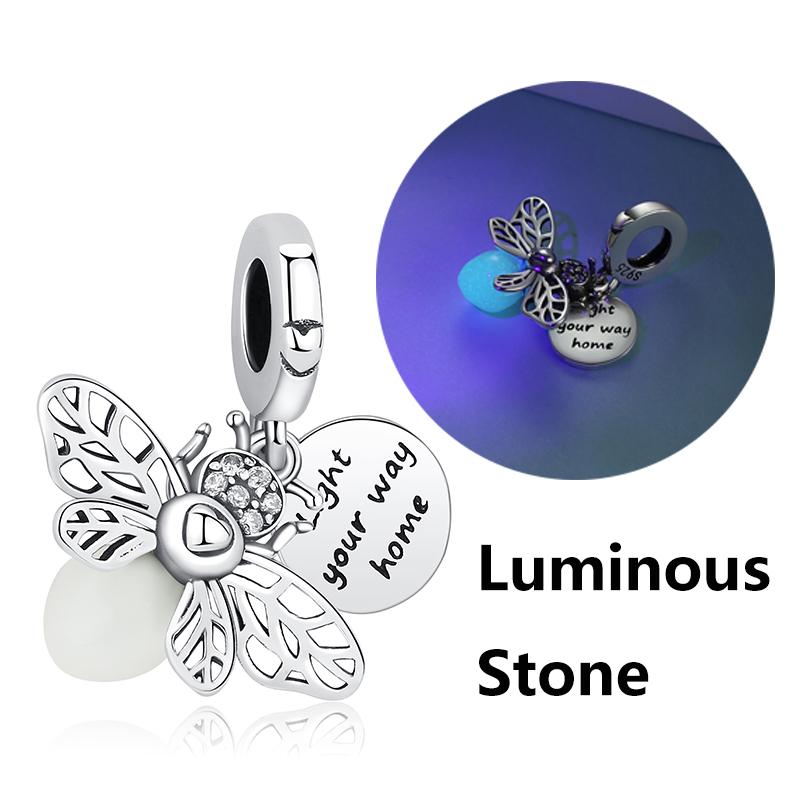 Original Charms Butterfly Firefly Lucky Clover Beads Fit Pan Brand Bracelets Necklaces Diy Jewelry for Women