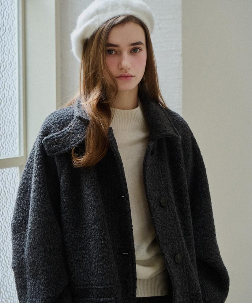 SLOWLOLLI Fluffy Mood Boucle Coat_3 Colors