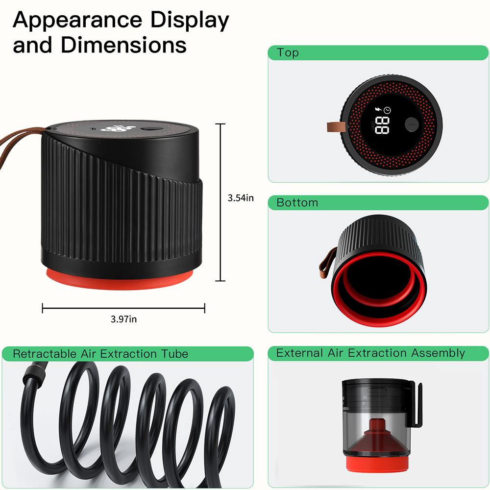 2 в 1 Электрический вакуумный упаковщик для банок Mason с широким и обычным горлом, беспроводной