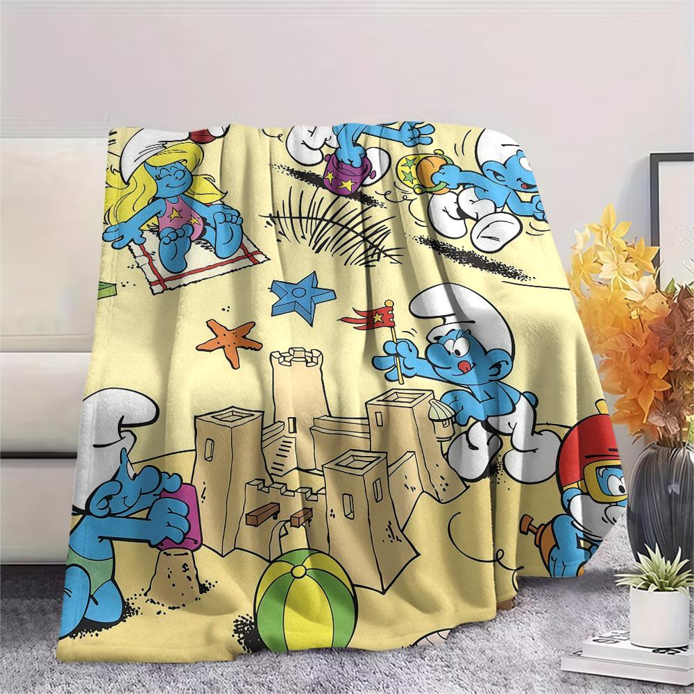 The Smurfs Flannel Blanket, High quality Comfortable for All Seasons, Home Decor, Warmth and Comfort