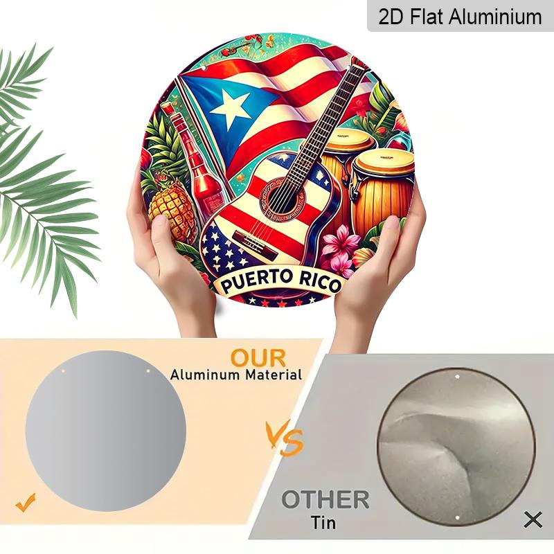 2D Flat, 1pc Round Cinco De Mayo Aluminum Hanging Sign, Colorful Mexican Fiesta Dancing Folk Flower Sombrero Design, Vibrant Metal Wall Decor