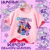 Новая 2026 KPop Охотники на демонов Мальчики Саджа Мультяшные мальчики Футболка с круглым вырезом Принт Модный повседневный топ Детская футболка Детская одежда
