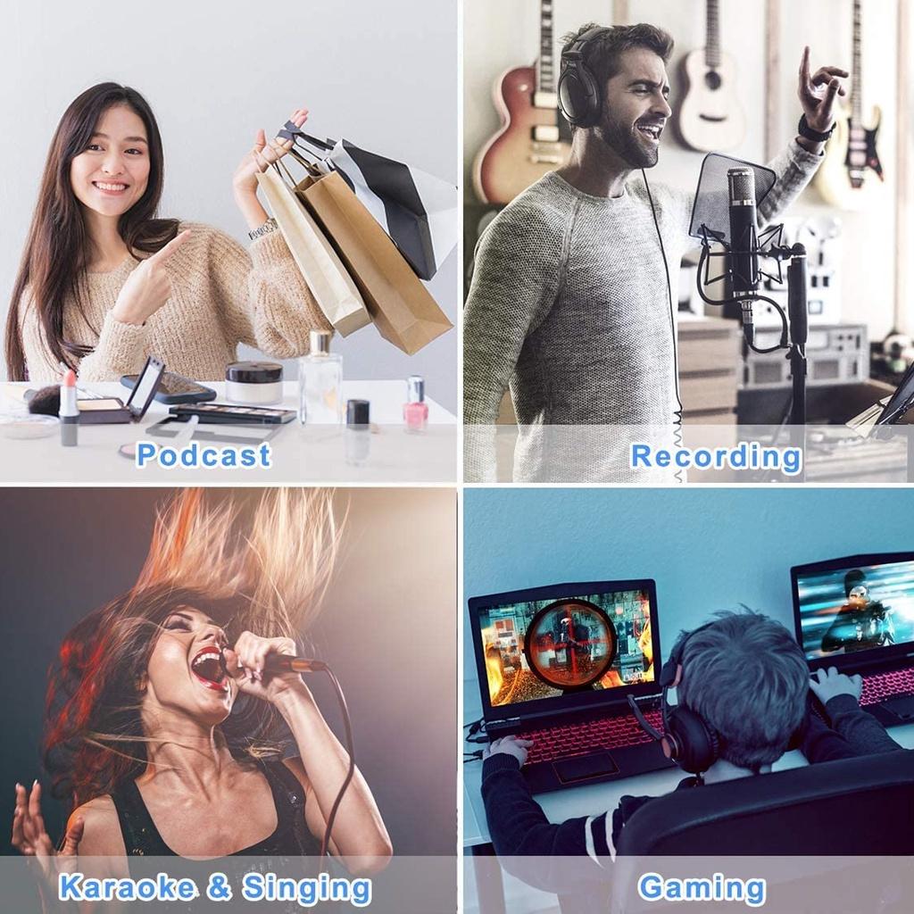 15V Professional USB RGB Microphone Condenser Microphones for Laptop Recording Sing Live for Gaming