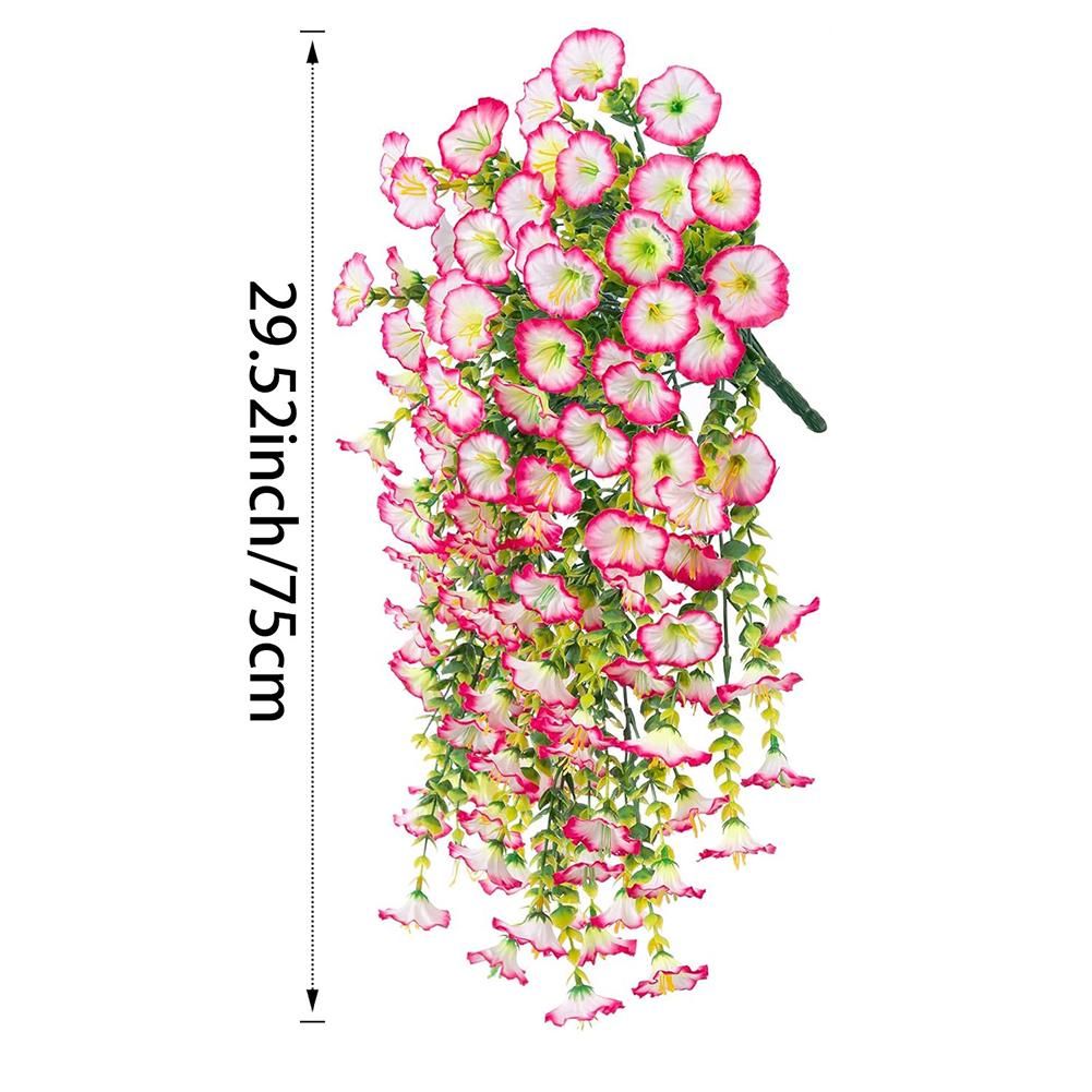 4Pcs Artificial Hanging Flowers Plants Faux Silk Purple Morning Glory Long Vines UV Resistant Realistic for Garden Balcony Decor