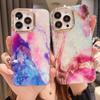 Colorful Marble Grain Phone Case For Iphone 14 11 12 13 Pro Max Gold Camera Border Hard Protection Cover