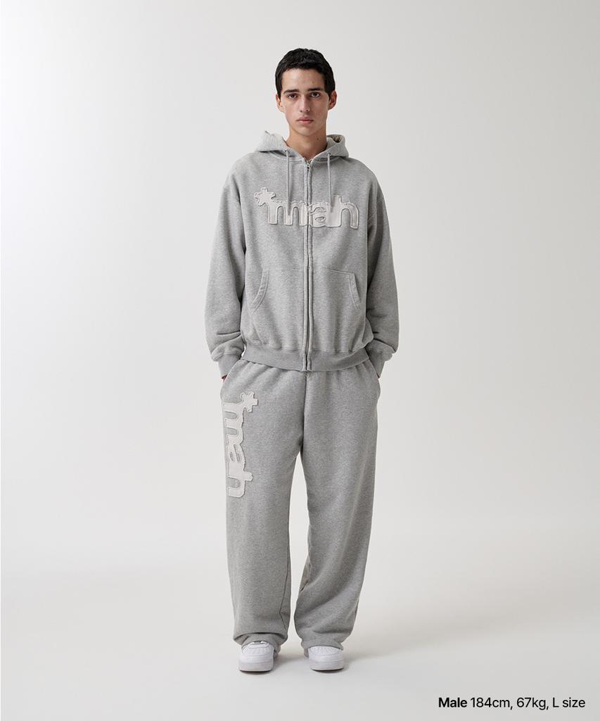 MAHAGRID Mah Cut Off Applique Sweatpant Gray(Mg2Fsmpa01A)