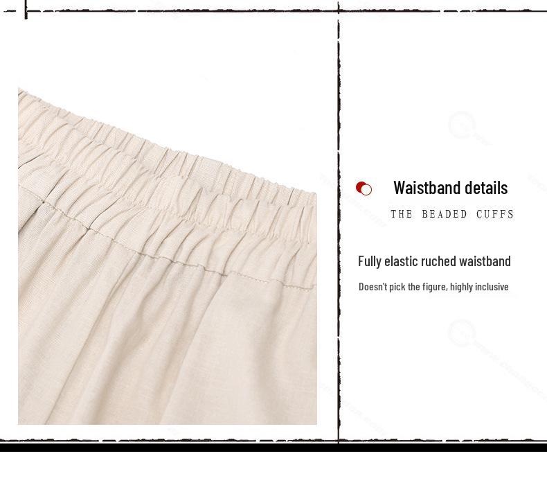 Летний женский костюм в национальном стиле из хлопка и льна, состоящий из двух предметов, для пышных фигур