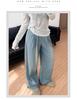 White Yamamoto Women's 2025 Retro High-Waisted Straight Wide-Leg Jeans for Spring/Summer
