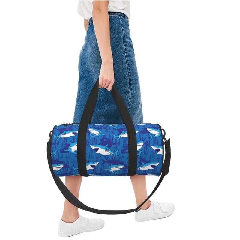 Cartoon Sharks Print Travel Duffel Bag Lightweight Sport Gym Yoga Bag Portable Waterproof Luggage Bags Gift for Women Men