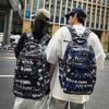 Large Capacity Student Backpack Graffiti Print Campus Backpack Men Lightweight Couple Backpack