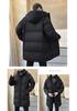 Men's Winter Trendy Mid-Length Hooded Cotton Jacket, Hong Kong Style, Korean Version, Plus Size Available