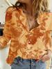 Fashion Green Leaf Printed Women's Shirt New Elegant Women's Shirt Spring Summer Long Sleeve Button Up Blouse Blusa Mujer