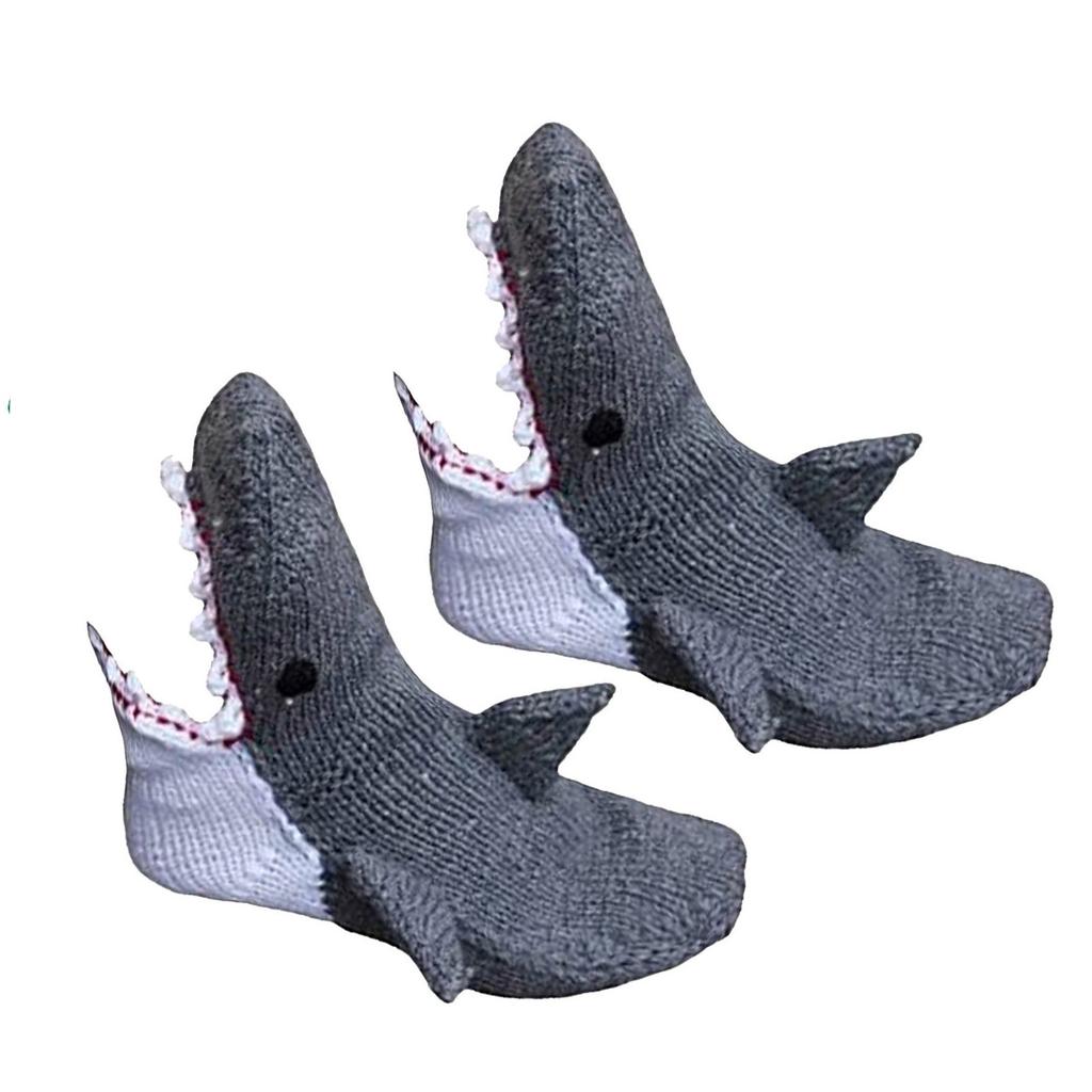 Novelty Animal Knit Crocodile Socks Fish Shark Chameleon Unisex Winter Warm Floor Sock for Men Women Christmas Gift