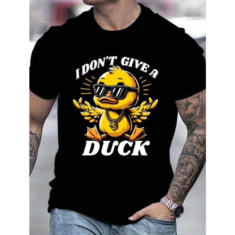 Европейские размеры Стиль мультфильма Крутая утка и надпись I DON'T GIVE A DUCK Футболка с круглым вырезом, Летний топ для мужской уличной повседневной одежды