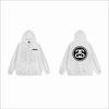 Unisex Hooded Zip-Up Fleece-Lined Sweatshirt With Letter Print Loose Fit Cotton Long Sleeve Men Women
