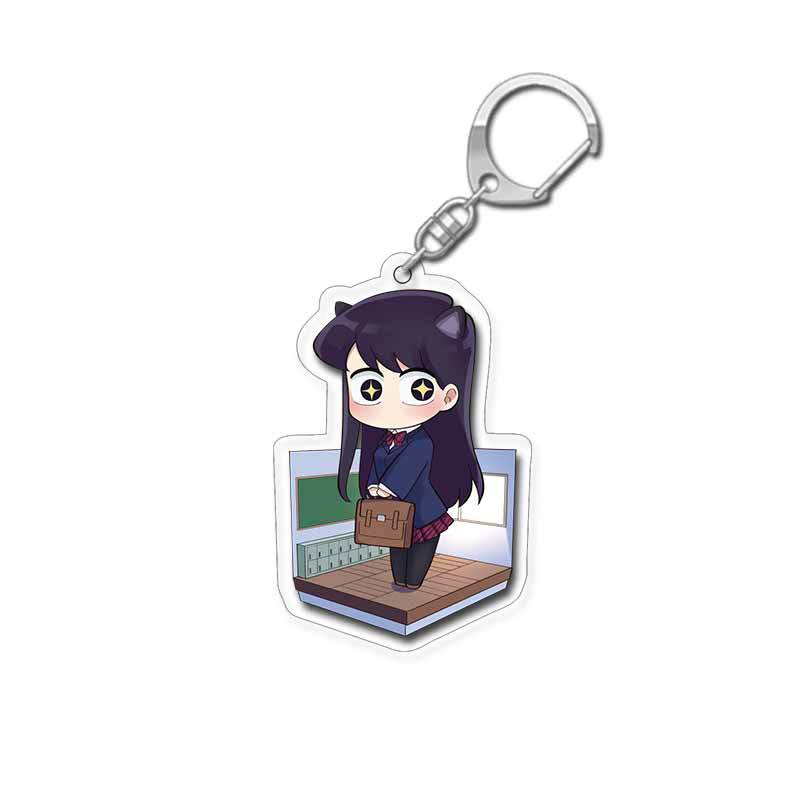 Anime Keychain Komi San Wa Komyushou Desu Women's Komi Shoko Keyring Men's Acrylic Accessories Cute Kawaii Couple Pendant Gift