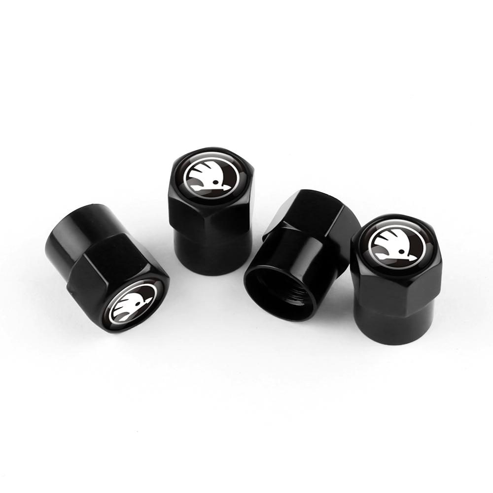 4pc Car Aluminum Styling Emblem Wheel Tire Valve Stem Air Caps Accessories For Skoda Octavia 2 3 Karoq Kamiq Superb Kodiaq Fabia fwx433