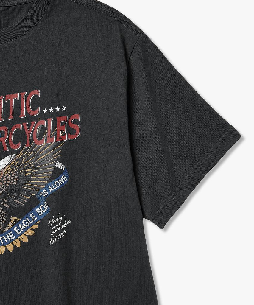 КОЛЛЕКЦИИ HARLEY-DAVIDSON® [Bv] Аутентичная футболка с коротким рукавом 'Орел' Темно-серая_Hh16111056