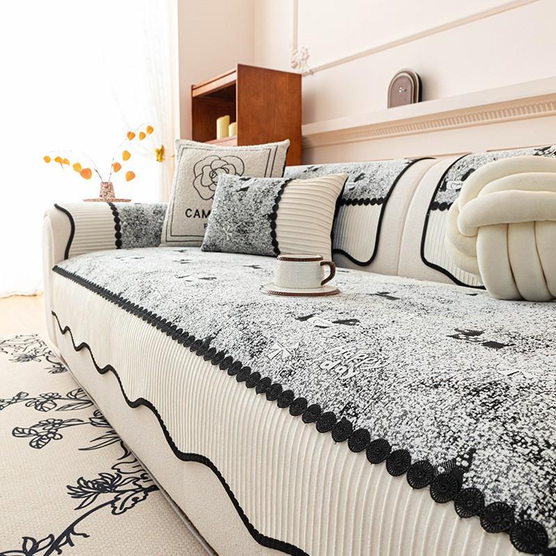 Chunky Yarn Fabric Sofa Cushion Non-Slip Modern Simple Cover All