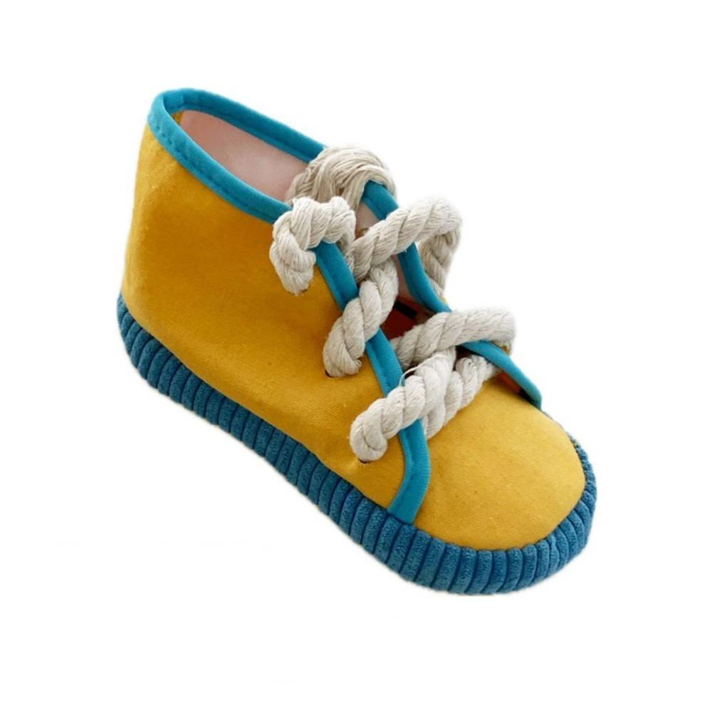 Shoe Shaped Dog Chewing Toy Clean Teeth Interactive Squeaky Dog Toy Soft Bite Resistant Pet Cotton Rope Slippers Self-Hi