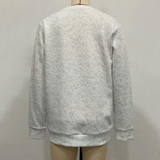 Ветрозащитный удобный стильный круглый вырез с милым белым котом и принтом, повседневный базовый свитер, джемпер