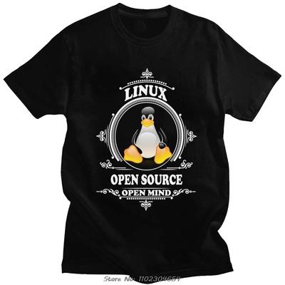 Забавная рубашка Linux с открытым исходным кодом, футболка с открытым разумом, унисекс, с коротким рукавом, с пингвином, разработчиком, программистом, Ccoder, футболки, футболка из 100% хлопка
