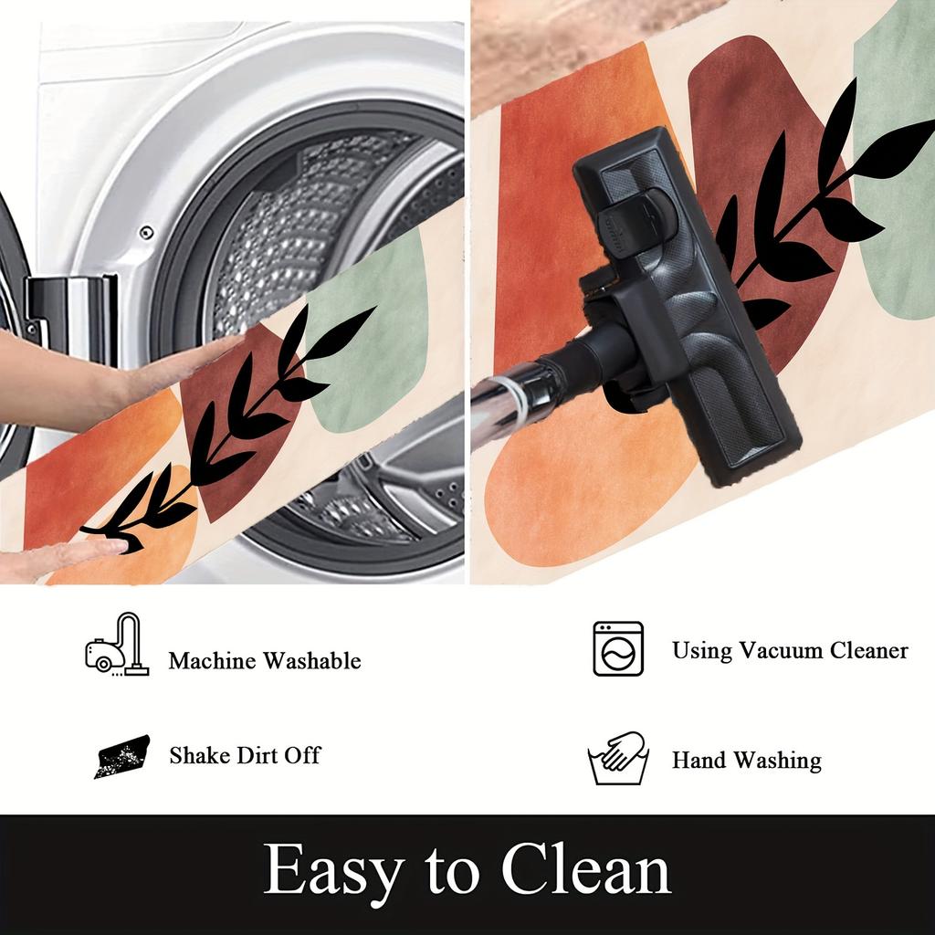 1Pcs Abstract Geometric Pattern Floor Mat Modern Kitchen Polyester Rug Non-Slip Colorful Indoor Carpet, For Home Bathroom Bedroom Living Room Decor